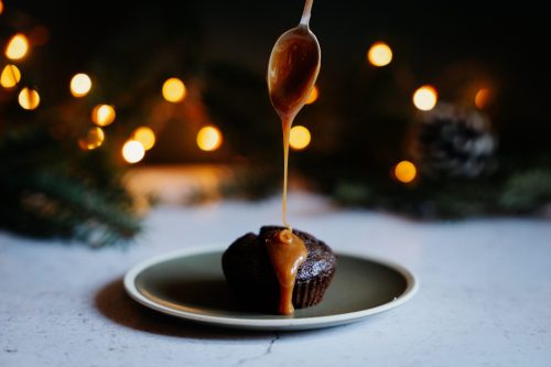 Food photography gateau au chocolat caramel